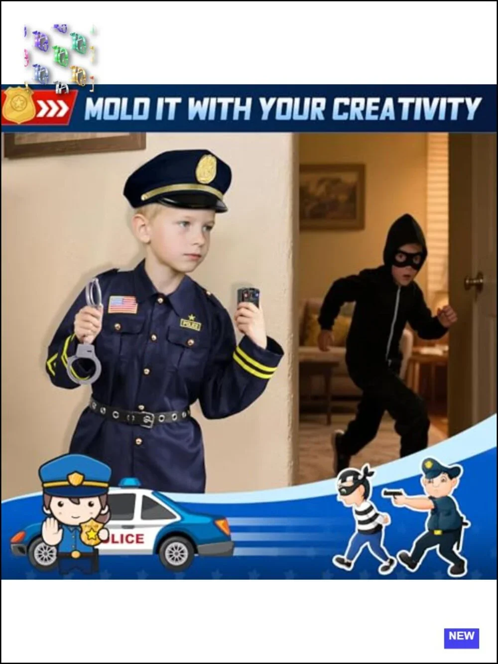 Kids Police Officer Costume Set with Accessories Halloween